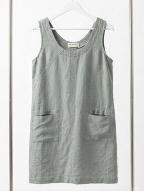 Eve Gravel Linen Blend Sleeveless Pocket Dress Size L